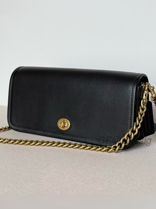 Coach Handbags - NWT Coach Dinky Shoulder Bag CW641 Black Glovetanned Leather Gold Hardware